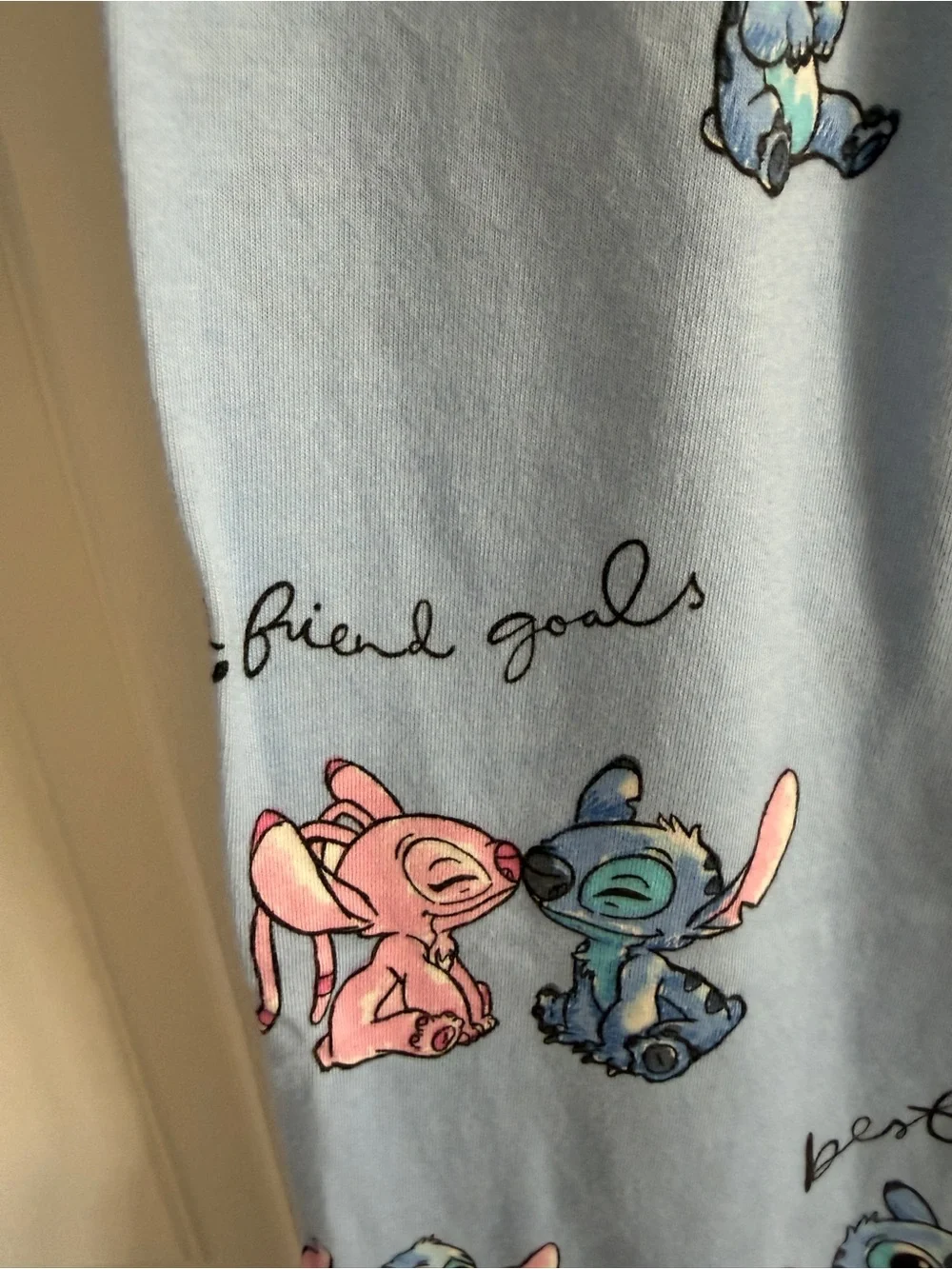 Disney Stitch & Angel M&S Pajama Set Girls 10-11 Blue Besties PJs-